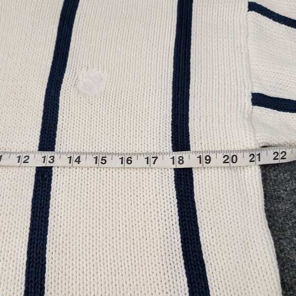 HAMPTON CUP Sweater By Nordstrom Men's L White Blue Striped Knit Preppy Nautical - Picture 11 of 12